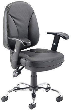 Office Hippo Ergonomic Office Chair with Adjustable Arms, Leather Office Chair with Arms, Desk Chair for Home Office, Swivel, Black