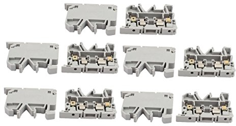 sourcing map 10pcs ASK1EN support fusible support rail DIN bornier 500V 4mm2 câble gris