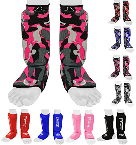 Protège-tibias pour enfants Kick Boxing - Pour enfant - Camouflage rose - XXXS (3 à 8 ans)