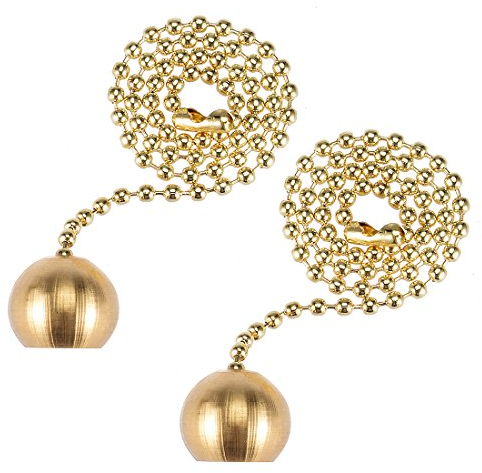sourcing map 12 inch Brass Pull Chain Extension Ornaments Decorative Ball Pendant for Ceiling Fan Light Pack of 2