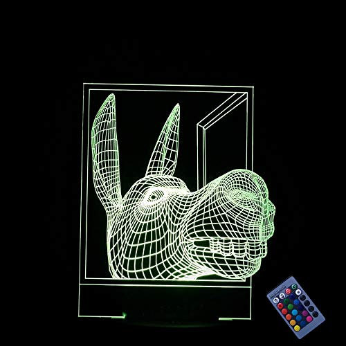 YTDZLTD Optische Täuschung 3D Esel Nacht Licht 16 Farben Andern Sich Fernbedienung USB-Strom Touch Schalter Dekor Lampe LED Lampe Tisch Kinder Brithday weihnachten Geschenk