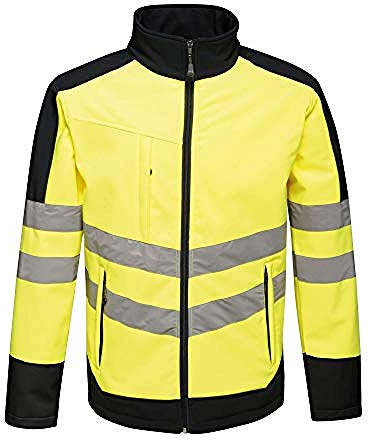 Regatta TRA625 20760 Professionelle Warnschutz-Softshelljacke, wasserdicht und atmungsaktiv, Gelb/Marineblau, Größe M