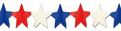 PARTY DISCOUNT Girlande Sterne blau-weiß-rot USA, 3 m