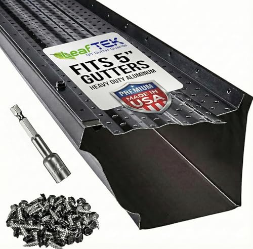 LeafTek Dachrinnenschutzfolie, 12,7 cm und 15,2 cm, Premium-Aluminium-Abdecksystem – 32' 100' & 200' DIY Kit 5 x 32' schwarz