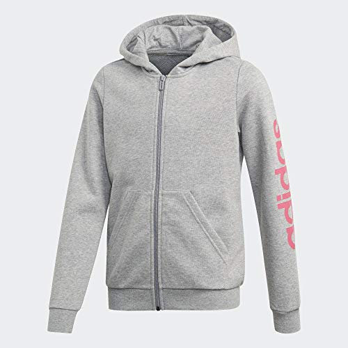 adidas Essentials Linear Sweat à Capuche zippé à Capuche pour Fille Gris Moyen/Rose réel Taille 110