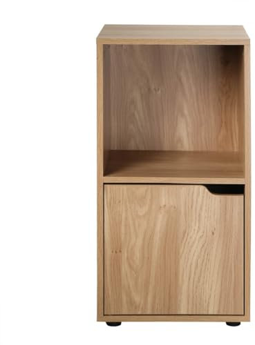 Calicosy - Table De Chevet 2 Cases 1 Porte - Décor Bois - MDF - Modulable - Colonne De Rangement pour Salon, Séjour, Chambre, Bureau - Contemporain - L 30,7 x P 29 x H 61,6 cm