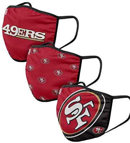 FOCO San Francisco 49ers NFL Face Covering 3Pack Face Mask Forever Collectibles - One-Size