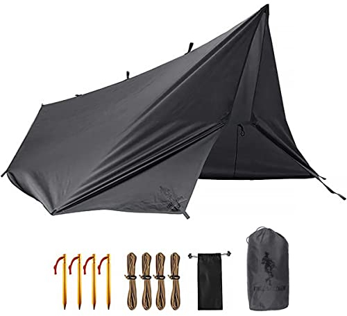 FREE SOLDIER wasserdichte, tragbare Abdeckplane, multifunktional, Outdoor, Camping, Reisen, Markise, Rucksackreisen, Abdeckplane, Regenplane (graues Upgrade)