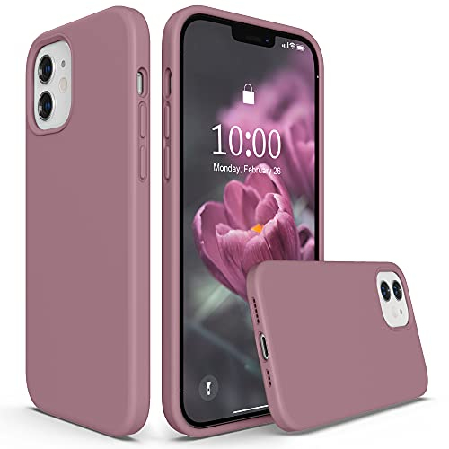 SURPHY für iPhone 12 / Pro Hülle Silikon, Handyhülle iPhone 12 / Pro Case 6,1 Zoll aus Premium Flüssigsilikon, Schutzhülle mit weiches Mikrofaser-Futter, Flieder Lila