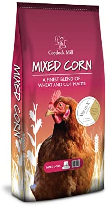 Copdock Mill Mixed Corn Chicken Feed with Verm-X 20kg - Food Made with Wheat & Maize - Verm-X Herbal Chicken Wormer - Suitable for Poultry, Ducks, Geese & Bantams