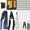 MAYLINE Crimpzange RJ45 Cat5e Cat6 Netzwerk Tester Crimpwerkzeug für RJ11 / RJ12 Netzwerk und Telefonkabel, Werkzeug für Netzwerkkabel 6P / 8P (Orange)