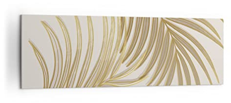 ARTTOR Bilder auf Leinwand 160x50cm Wandbild Botanik Natur - 4738 | Blätter Palme Bäume Panorama Groß XXL Wanddekoration Wohnzimmer Schlafzimmer Wanddeko Wand Kunstdruck Wandkunst ARTTOR