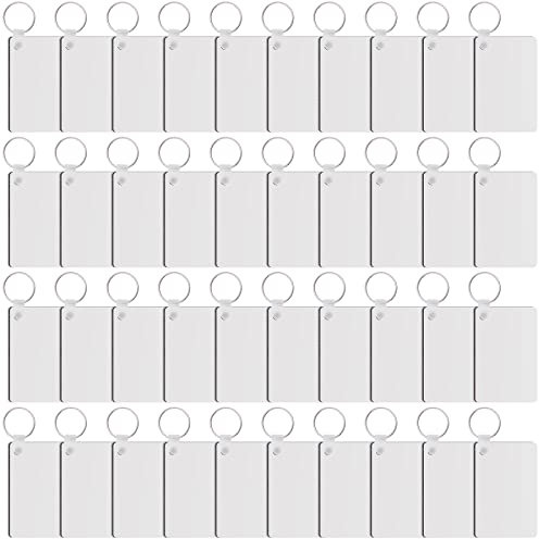 Duufin Sublimationsschlüssel-Rohling-Set mit 40 Stück Wärmeübertragungs-Schlüsselanhänger, MDF-Rohlinge, 40 Schlüsselringe und 40 Kunststoff-Halteklammern für DIY-Schlüsselanhänger und Handwerk