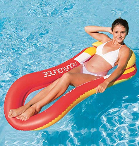 Schwimmreifen Luftmatratze Pool Aufblasbarer Pool Spielzeug Netztasche Aufblasbare Sofa Floating Zeile Umweltschutz PVC Erwachsene Net Red Persönlichkeit Liegestuhl Schwimmen 150* 75* 30 cm (rot, blau