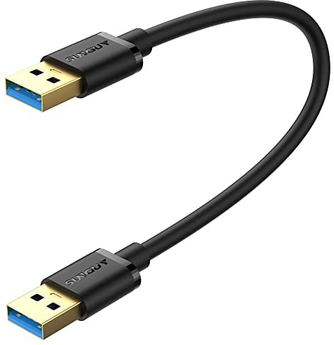SUNGUY Cable USB 3.0 Corto, 0.3M USB A Macho a A Macho, Tasas de Transferencia hasta 5Gbit/s, Cable Tipo A a Tipo A Compatible con Impresoras, Modems, Discos Duros