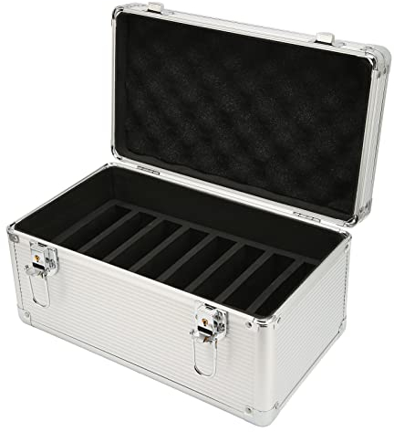 ciciglow HDD-Aufbewahrungsbox Koffer, Festplatten-Transportbox für 2,5-Zoll-3,5-Zoll-Festplatten Doppelschutz-Sicherheitsschloss-Design mit 14 Einschüben