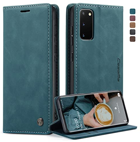 CaseMe Handyhülle für Samsung Galaxy S20 Hülle Premium Lederhülle Klappbar Flip Case Tasche Magnet Kartenfach Standfunktion Schutzhülle für Samsung Galaxy S20 6,2'' - Blaugrün