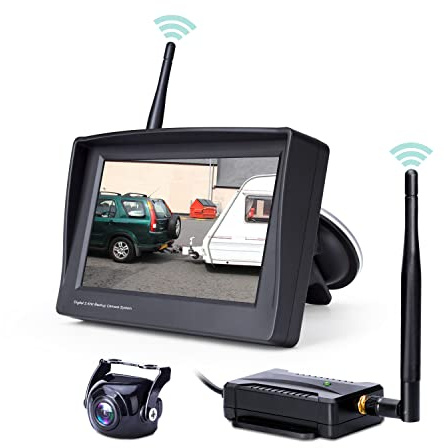 RVTXRX Kabellose Rückfahrkamera, 10,9 cm (4,3 Zoll) Monitor und 149 ° Weitwinkel, wasserdicht, universelles Rückfahrkamera-System für Mini-Auto, Van, SUV, Pickup, Anhänger usw.