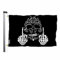 Swono Totenkopf-Flagge, Banner, Skelett, Mittelfinger, schwarze Flagge, 90 x 152 cm, große Flagge, für den Außenbereich, Innenbereich, Büro mit Messingösen