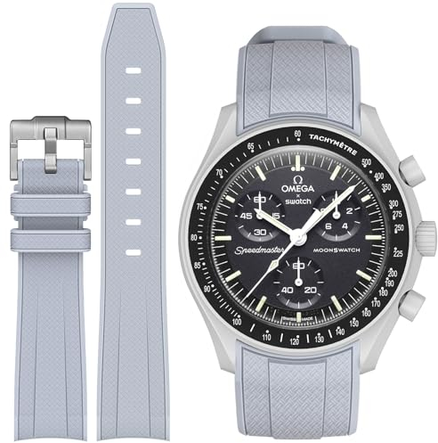 Armband für Moonswatch Swatch,Silikon Ersatzband Armband Verstellbares Weiches Silikonband, Uhrenarmband Armbänder Sports Wrist Band für Omega X Swatch Armband zubehör (Grau)