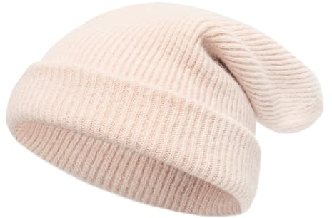 Tinncana Doppelseitige Strickmütze aus Merinowolle für Männer und Frauen, ultradicke, weiche und warme Skimützen für den Winter (Rosa)