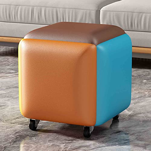 JUNNIU Kombination Magic Cube Hocker 5 in 1 Stuhl, Home Wohnzimmer Esszimmer Sofa Aufbewahrung Osmanen mit Nappaledersitz und Drehrädern, 5 Farben (Größe: 38 x 38 x 34 cm) Decoration