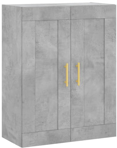 vidaXL Wandschrank, Hängeschrank mit 3 Fächern 2 Türen, Wandmontage Badezimmerschrank, Aufbewahrungsschrank für Wohnzimmer Schlafzimmer, Betongrau Holzwerkstoff
