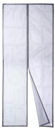 Apalus Zanzariera con Magneti per Porte, 100x240 CM,Rete Fine, Tenda Totalmente Magnetica, si Chiude da Sola - Non Accorciabile (Grigio)