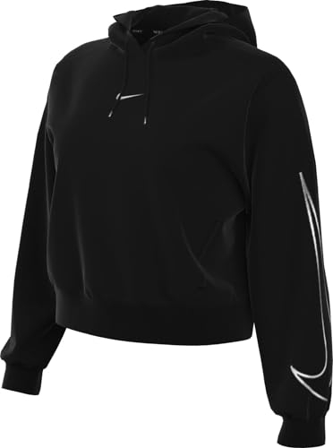 Nike Damen Top W Nk One Df Hoodie Gx, Black/Metallic Silver, FB5693-010, M