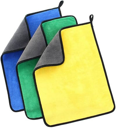 NyxSeat Lot de 3 chiffons de nettoyage de voiture, chiffons de nettoyage en microfibre, chiffons de nettoyage de voiture, chiffons en peluche super absorbants pour le nettoyage et le séchage des