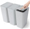 JOTOM 3 Pack Trash Can with Pop-Up Lid Bathroom Bin Kitchen Bin Push Button Plastic Slim Garbage Bin Wastebasket for Kitchen Bedroom Office Living Room Cabinet Sink (Grey)