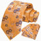 HISDERN Orangefarbene Krawatte mit Blumenmuster für Herren, Krawatten- und Einstecktuch-Set für Hochzeit, Party, Business, formelle Krawatten-Sets mit Geschenkbox