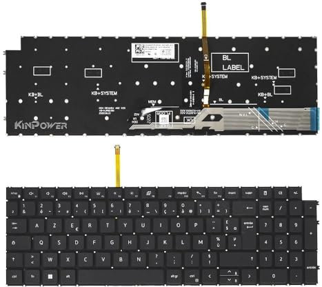 KINPOWER Clavier Azerty Français Compatible avec Dell Inspiron 15 5510 5515 5518 Rétroéclairage