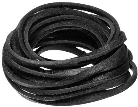 QUARKZMAN 3 Mètres de Cordon en Cuir Plat de 4 mm, Bandes de Laçage en Cuir pour Les Loisirs Créatifs Noir
