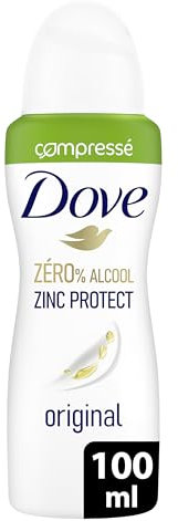 DOVE - Déodorant Femme Original Zinc Protect - Spray Compressé - 0% Alcool - 72h de protection anti-odeurs- 100ml