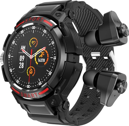 Smartwatch Herren Musikspeicher Fitness Uhr Herren mit Bluetooth Kopfhörer Lautsprecher Fitness Tracker Sportuhr Schrittzähler Pulsuhren Blutdruckmessung Aktivitätstracker Militär Uhr Outdoor
