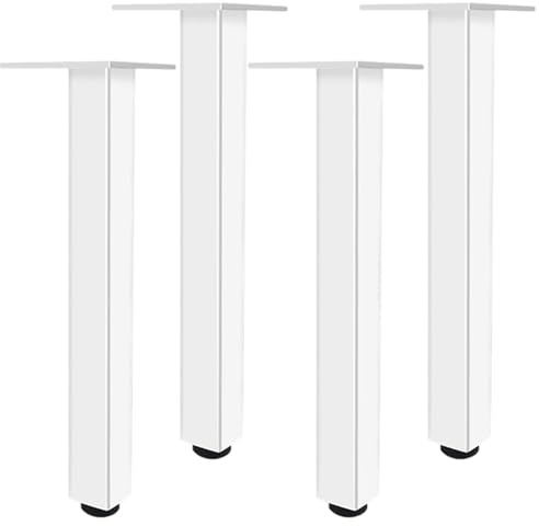 SZLXJMFL Blanc, Lot de 4 Pied Table Haute Pied de Table Ronds Réglable, Aluminum Alloy 6-40cm Socles Pieds Meuble Cuisine TV Commode Pieds pour Meuble de Salle de Bain Vis Inclus-37cm/14.6