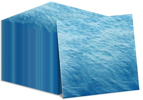 100Pcs Ozean Welle Party Servietten 13 x 13inch blau Papier Servietten Meer Party Supplies Servietten für Strand Ozean Meer Party Geburtstag Baby Dusche unter dem Meer Strand Pool Thema Party