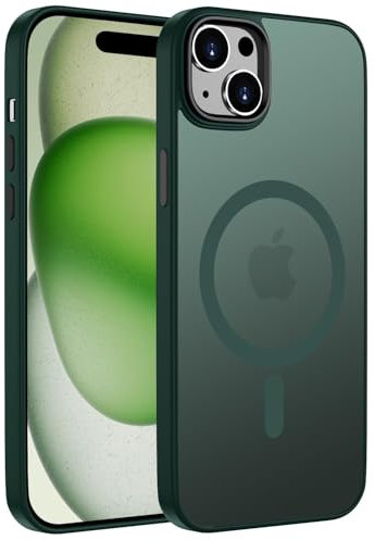 ORDA für iPhone 15 Plus Hülle 6.7 Zoll Kompatibel mit MagSafe,Magnetisch Handyhülle für iPhone 15 Plus Case Durchscheinende Matt Rückseite Dünn Stoßfest Schutzhülle Grün