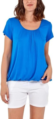STAR FASHION Women’s Plain Gypsy Scoop Neck Elastic Waist Cap Sleeve Vest Top Ladies Loose Fit Balloon Top Pleated Blouse Shirts Elasticated Stretch Summer Jersey 16-18 Royal Blue