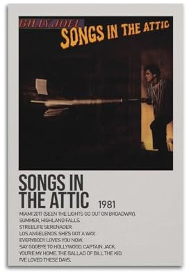 NUSLNG Billy Joel Poster mit Lied auf dem Dachboden, Kunst-Cover, Raumdekoration, ästhetische Schlafzimmerdekoration, Leinwandposter für Schlafzimmer, 30 x 45 cm, ungerahmter Stil