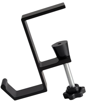 Cxryrzhe Clamp-On Desk Mount Bag Holder Hook - Black Metal Single Hook for Tables, Heavy Duty Handbag Hanger Organizer