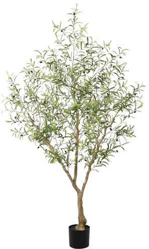 LYERSE Ulivo artificiale per interni, 2,1 m, con grandi rami di ulivo e frutti realistici, per decorazione moderna di casa, ufficio, casa, soggiorno