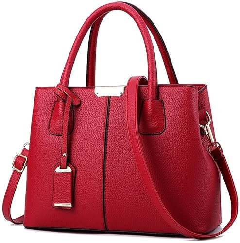 Generisch Damen-Umhängetasche, modische Handtasche, Tragetasche aus Leder für Frauen, stilvolle Designer-Handtaschen für Damen aus hochwertigem PU-Leder (Rot)