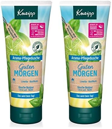 Kneipp Aroma-Pflegedusche Guten Morgen - erfrischendes Duschgel mit ätherischem Limettenöl & natürlichem Basilikumextrakt - bewahrt das hauteigene Mikrobiom - ohne Mikroplastik - 200ml (Packung mit 2)