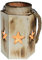 Bambelaa! Weihnachtliche Vintage Holzlaterne Windlicht mit Sternenmuster (ca. 14 x 16 x 23 cm)