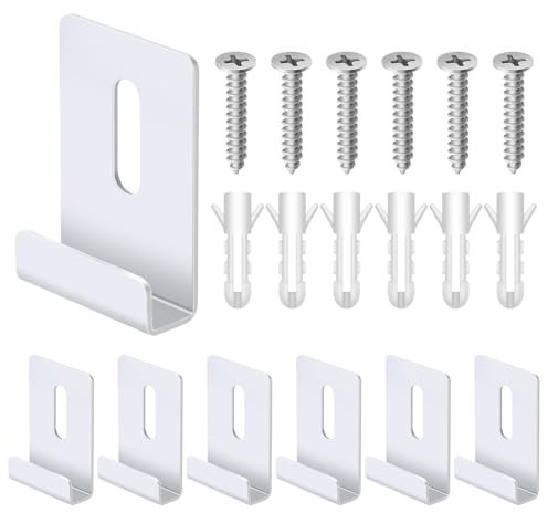 Glarks 18pcs 7.2mm large Canal miroir Clip Clip Kit, 304 acier inoxydable grand poids lourd clip de fixation avec vis miroir clip, clip de monture métallique pour monture murale sans cadre miroir clip