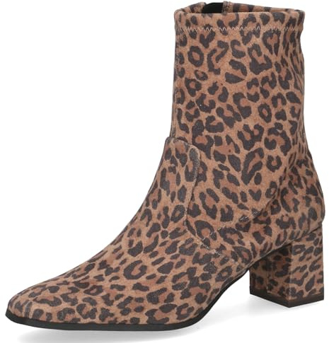 CAPRICE Damen Stiefeletten mit Absatz mit Reißverschluss Vegan, Mehrfarbig (Leo Stretch), 39 EU