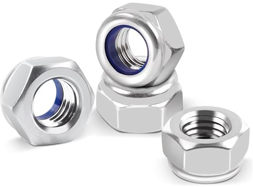 M8 Locking Nuts (Pack of: 100) Nylon Insert Lock Nut Steel Zinc Plated Nyloc DIN 985