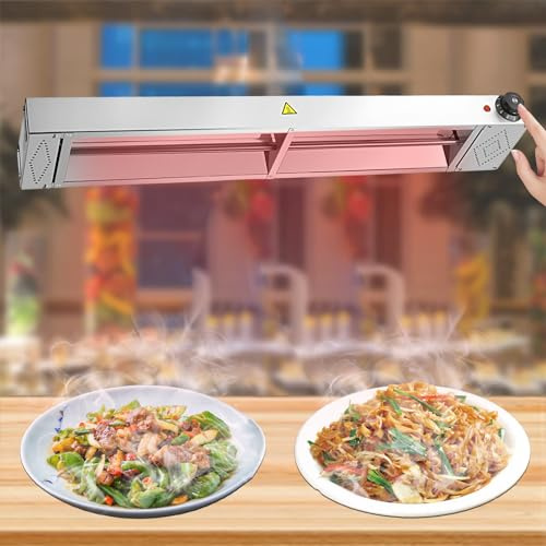 Aocay Lamparas de Calor Hosteleria, Lampara Calor Cocina Acero Inoxidable | Suspension Lampara de Calor Alimentos para Cocina, Restaurante, Lampara Calienta Platos Buffet Temperatura Ajustable 30-85℃
